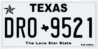 TX license plate DRO9521