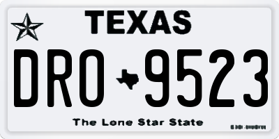 TX license plate DRO9523