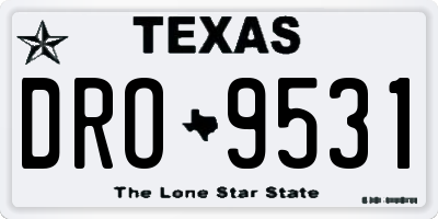 TX license plate DRO9531