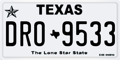 TX license plate DRO9533