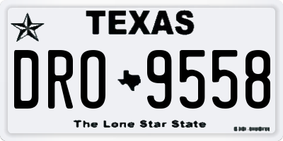 TX license plate DRO9558