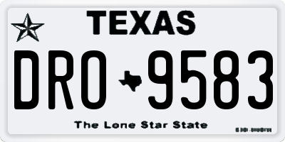TX license plate DRO9583