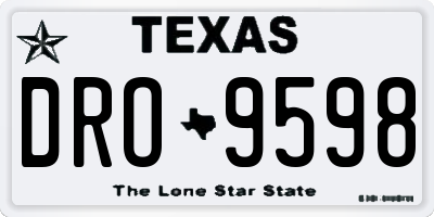 TX license plate DRO9598