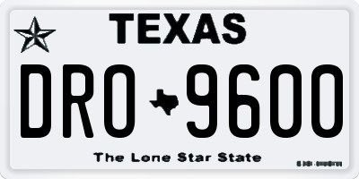 TX license plate DRO9600