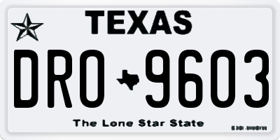 TX license plate DRO9603