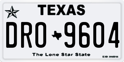 TX license plate DRO9604