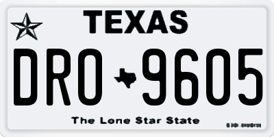 TX license plate DRO9605