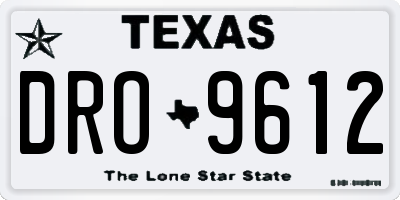 TX license plate DRO9612