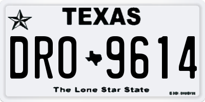 TX license plate DRO9614