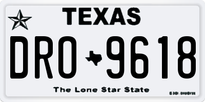 TX license plate DRO9618