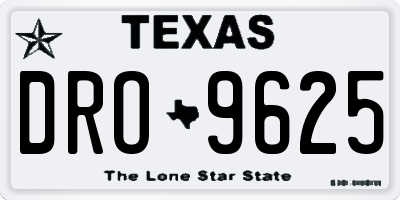 TX license plate DRO9625