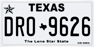 TX license plate DRO9626