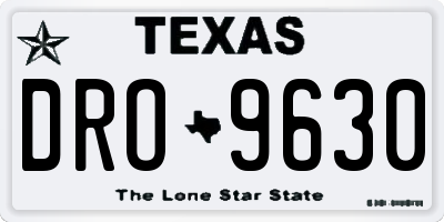 TX license plate DRO9630