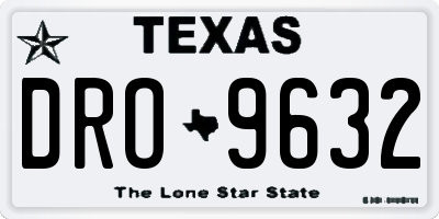 TX license plate DRO9632