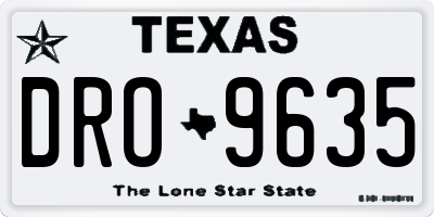 TX license plate DRO9635