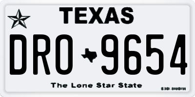 TX license plate DRO9654