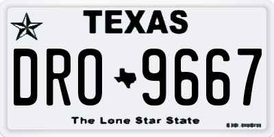 TX license plate DRO9667