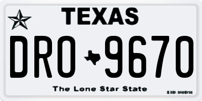 TX license plate DRO9670