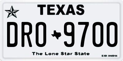 TX license plate DRO9700