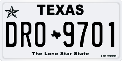 TX license plate DRO9701