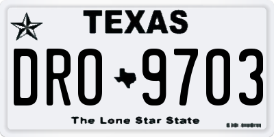TX license plate DRO9703