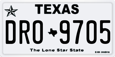 TX license plate DRO9705