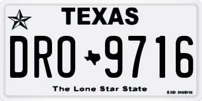 TX license plate DRO9716