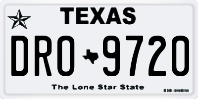 TX license plate DRO9720