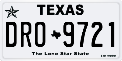 TX license plate DRO9721