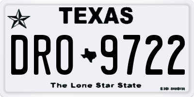 TX license plate DRO9722