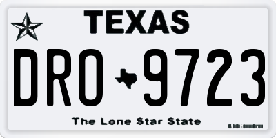 TX license plate DRO9723