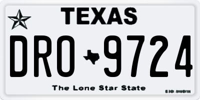 TX license plate DRO9724