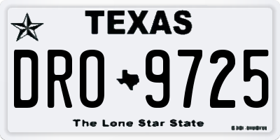 TX license plate DRO9725