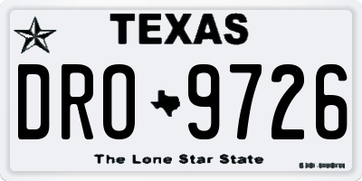 TX license plate DRO9726