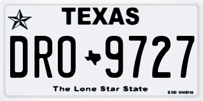 TX license plate DRO9727
