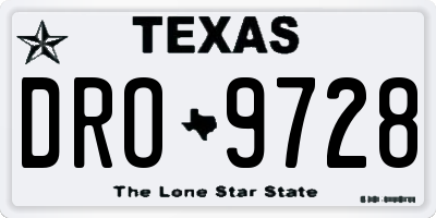 TX license plate DRO9728