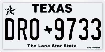 TX license plate DRO9733