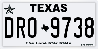 TX license plate DRO9738