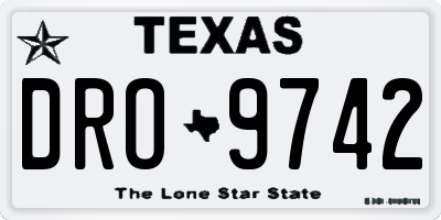 TX license plate DRO9742
