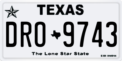 TX license plate DRO9743