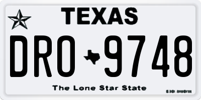 TX license plate DRO9748