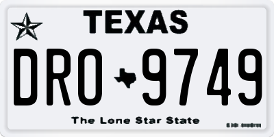 TX license plate DRO9749