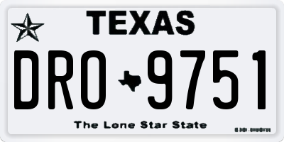 TX license plate DRO9751