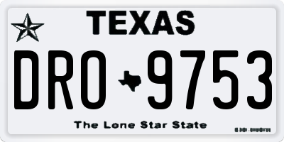 TX license plate DRO9753