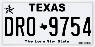 TX license plate DRO9754