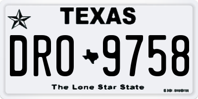 TX license plate DRO9758