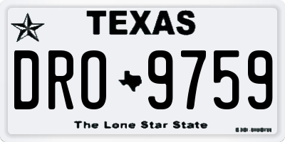 TX license plate DRO9759