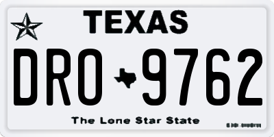 TX license plate DRO9762