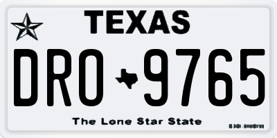 TX license plate DRO9765