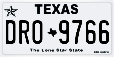 TX license plate DRO9766